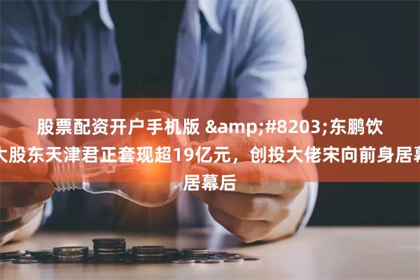 股票配资开户手机版 &#8203;东鹏饮料大股东天津君正套现超19亿元，创投大佬宋向前身居幕后